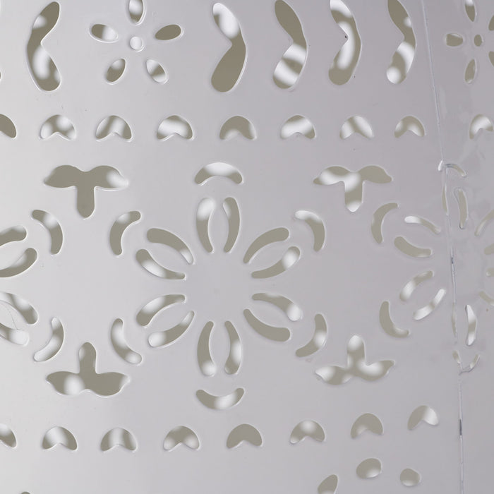 Transitional Ruby - Side Table With Lace Cut Design - White