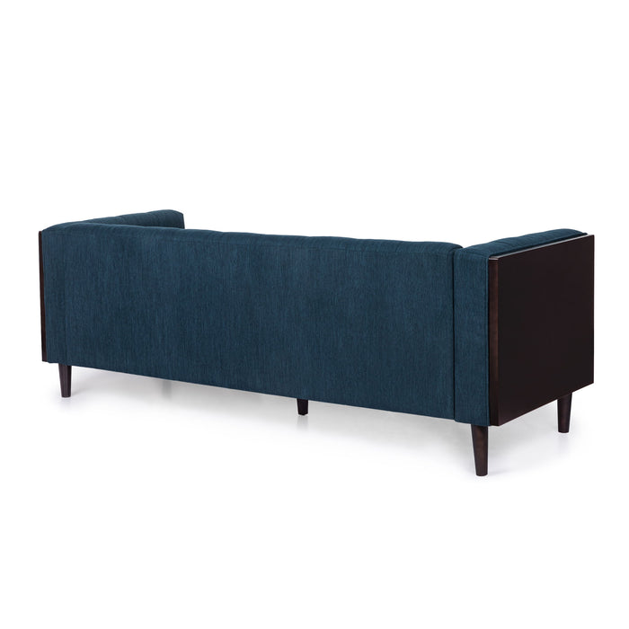 Contemporary Mid-Century Charm 3 Seater Sofa With Button Tufted Waffle Stitching