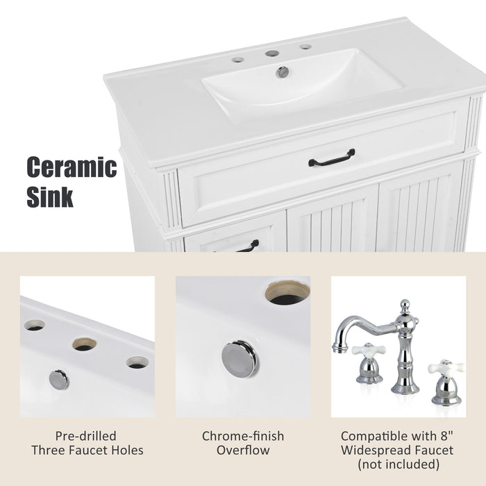 Bathroom Vanity With Sink, 2 Doors 2 Drawers, Freestanding Design