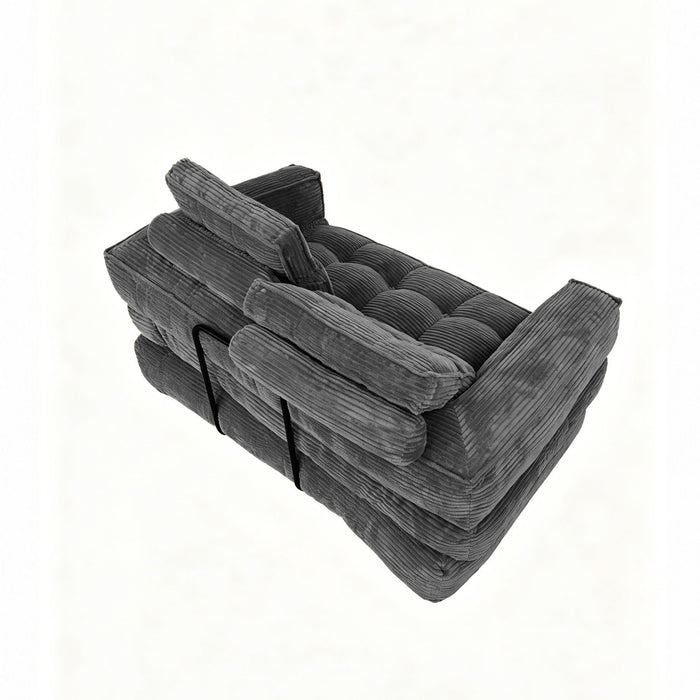 2 Seater Modular Corduroy Sofa With Chaise Lounge For Living Room