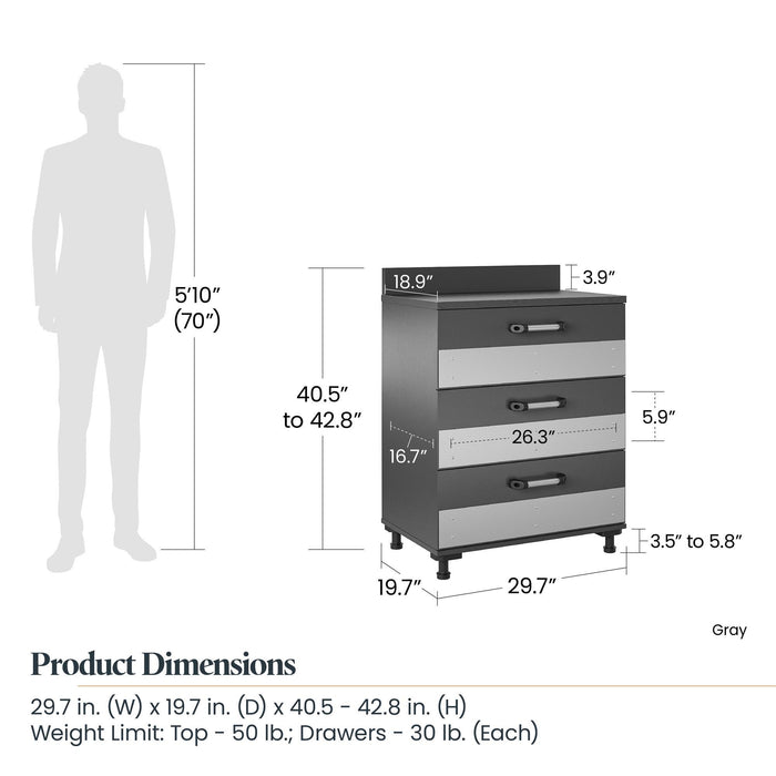 Boss - 3 Drawer Storage Cabinet - Gray
