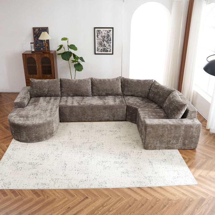 U-Shaped Oversized Modular Cloud Sectional Sofa With Deep Seat For Living Room