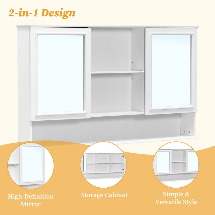 Double Sink Bathroom Vanity Set With Wall Mount Mirror Cabinet