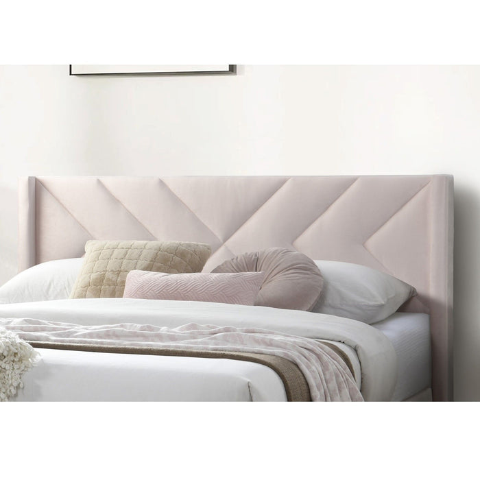 Elegant Bed With Upholstered Headboard, Platform Base
