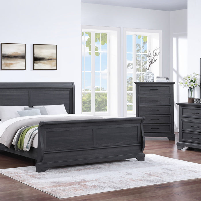 Colville - King Sleigh Bed With Curved Headboard And Footboard - Charcoal