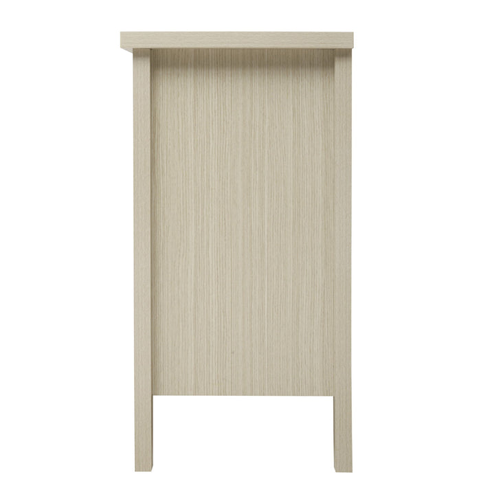 Hollow Carved 2 Door Accent Cabinet Sideboard Buffet Storage Cabinet With Adjustable Shelf For Entryway Living Room Bedroom - Natural