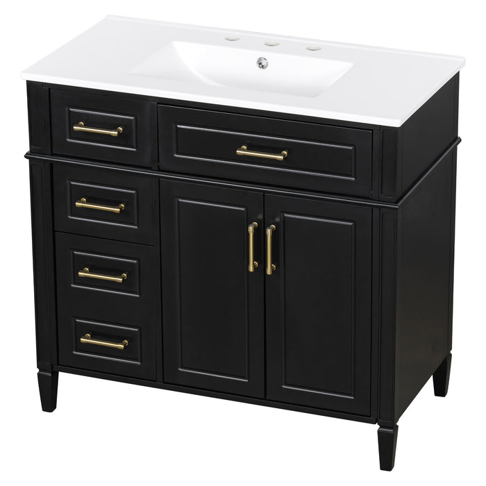 Bathroom Vanity With Sink, 4 Drawers, 2 Doors