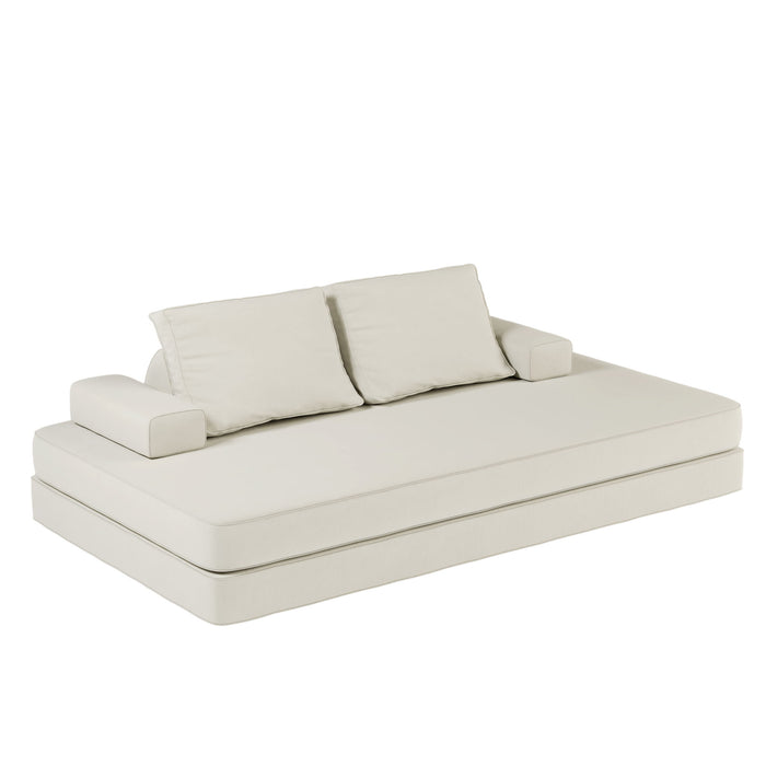 Multifunctional Convertible Sofa Bed With 2 Tumbler Backrests And 2 Pillows, Deep Seat Couch