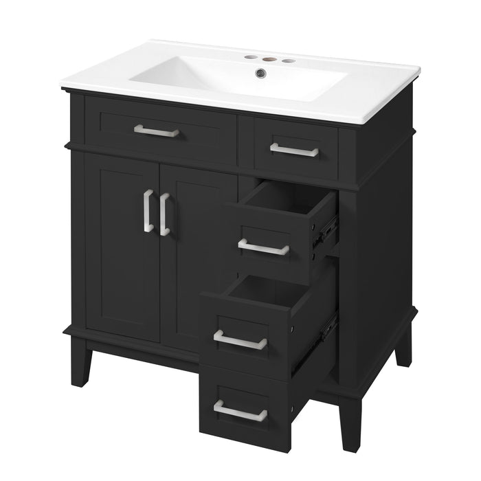 Modern Bathroom Vanity With Sink, Storage Cabinet, Soft Close Doors, Deep & Standard Drawers