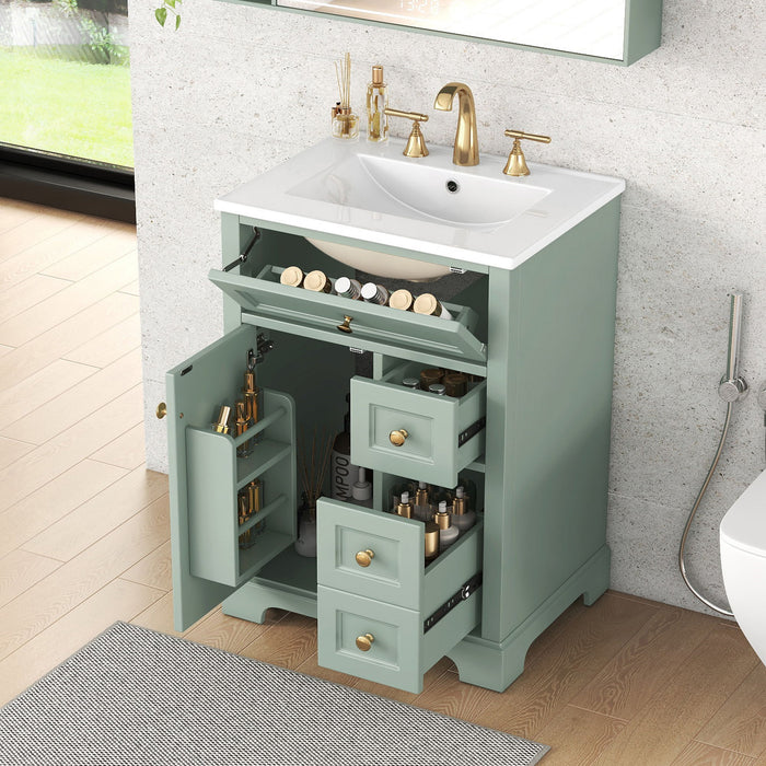 Modern Bathroom Vanity With Sink, 3 Drawers & Cabinet With 2 Tier Door Storage