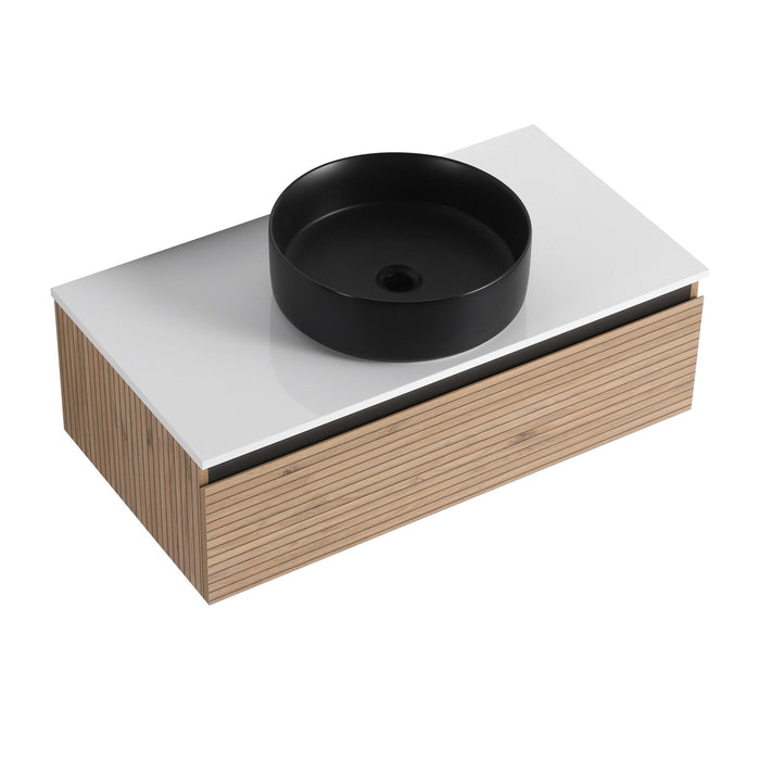Wall Mounted Bathroom Vanity With Art Sink & 1 Soft Close Drawer