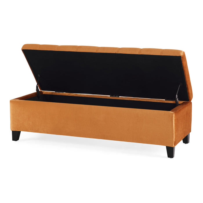 Wendover - Elegant Velvet Tufted Storage Bench With Lift-Up Top And Birch Wood Legs