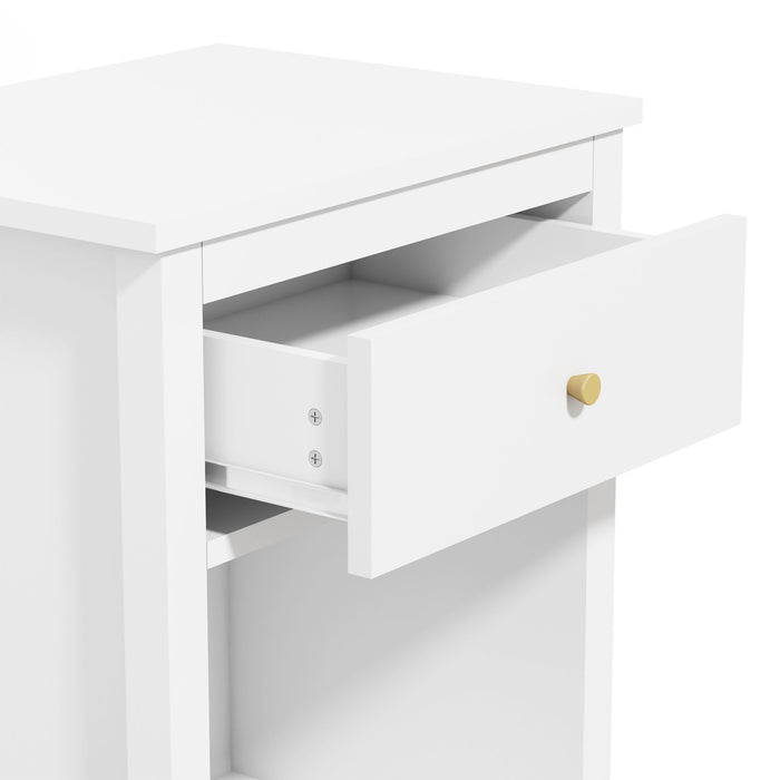 Nightstand & 1 Drawer And 1 Shelf - White