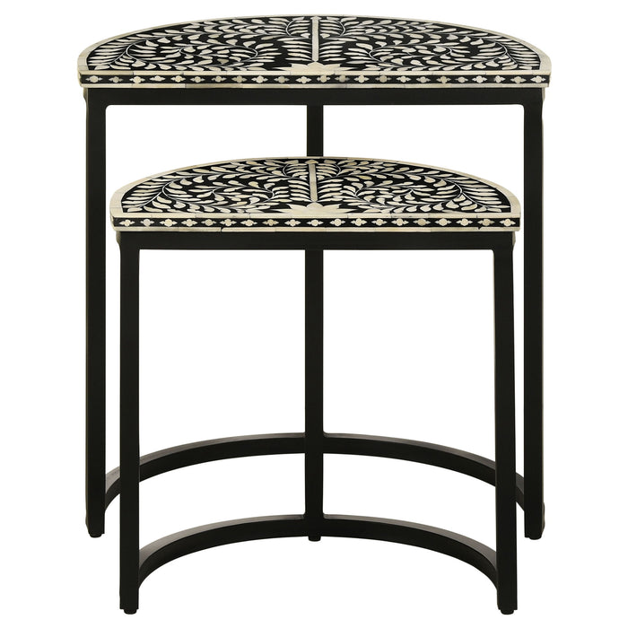 Allura - 2 Piece Demilune Nesting Table Set - Black