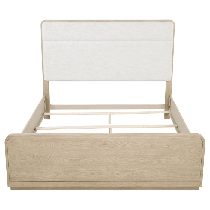 Mirador - Queen Panel Bed With Upholstered Headboard - Light Oak