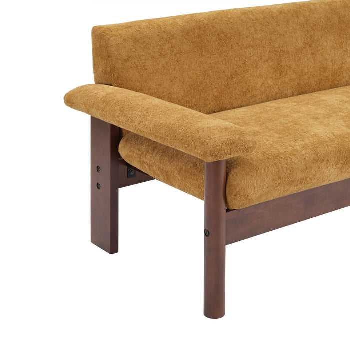 Sofa With Pillow Top Arms, Single Cushion Couch For Living Room - Yellow