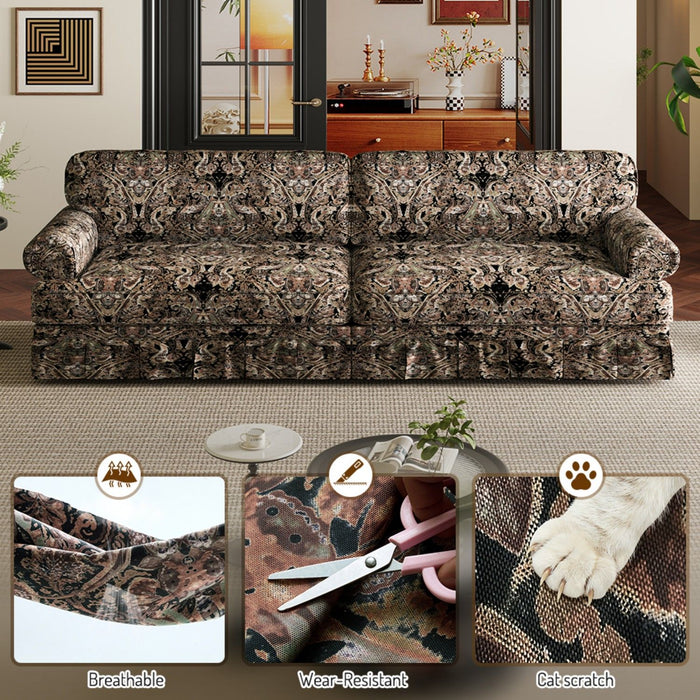 Luxuriously Comfortable Cloud Couch With Elegant Rolled Arms & Pleated Skirt Design