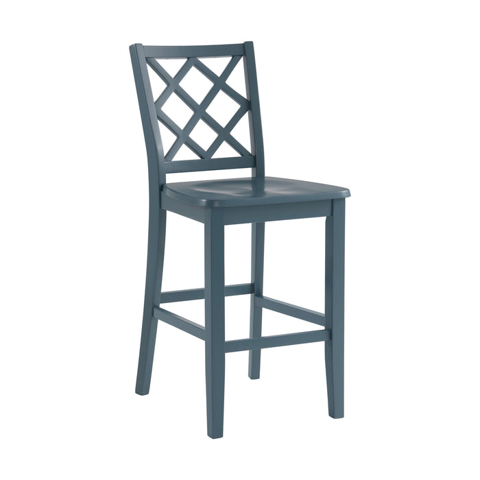 Whitmore - Counter Height Dining Chair With Lattice Back, Metal Kickplate And Stretcher Bars - Crisp Navy
