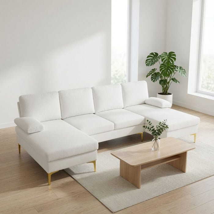 U - Shaped Sectional Sofa With Double Chaise