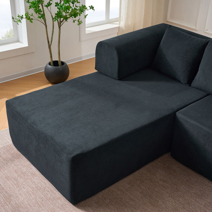 Modular L-Shaped Sectional Sofa With Deep Seat, Movable Chaise & 5 Pillows