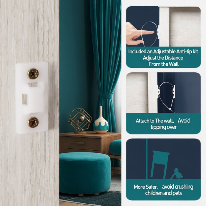 Nightstand With 2 Drawers & Shelf - White