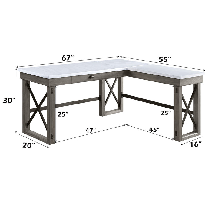 Talmar - Marble Top Weathered Writing Desk With Lift Top