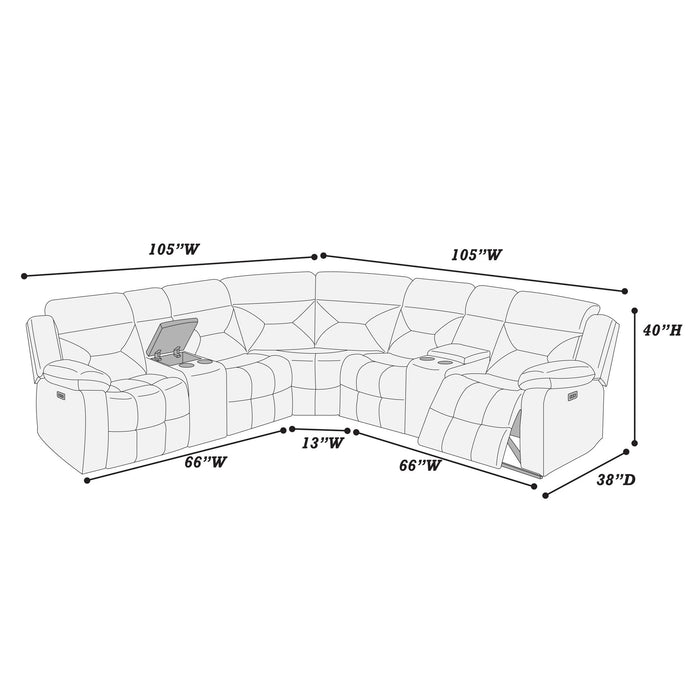 Power Reclining Sectional Set With Console Cup Holders