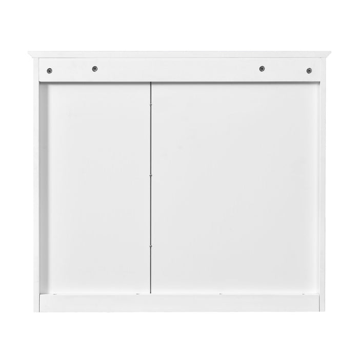 Wall-Mounted Bathroom Cabinet With Mirror And 3 Shelves - White