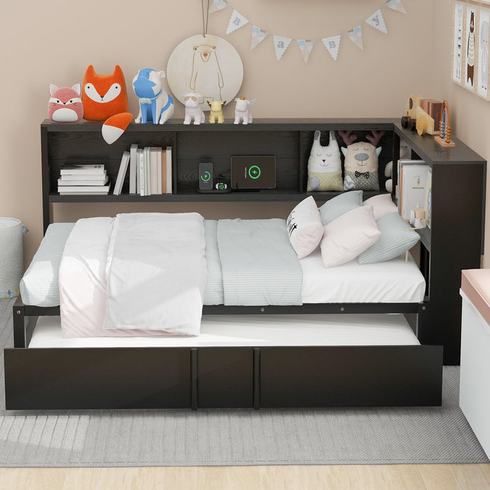 Daybed With Trundle, Storage Cabinets And USB Ports