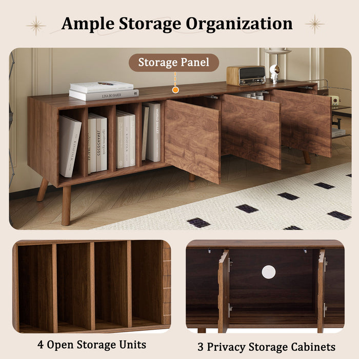 TV Stand With 5 Legs, Media Console Table For Tvs Up To 75" - Walnut