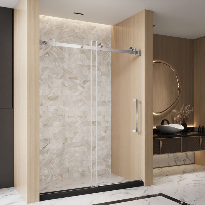 Frameless Single Sliding Shower Door & Handle And Square Tube Track