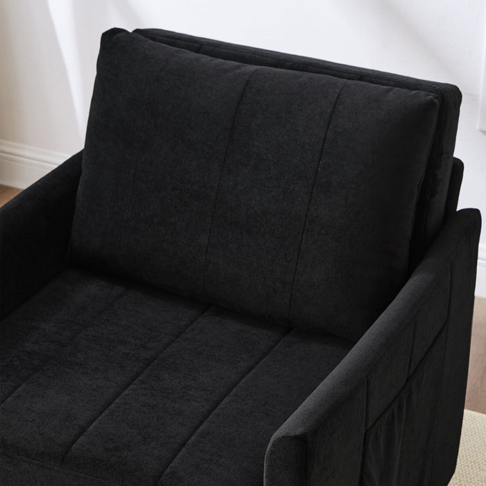 Upholstered Convertible Sleeper Sofa With 5 Position Backrest, Side Pockets, Storage