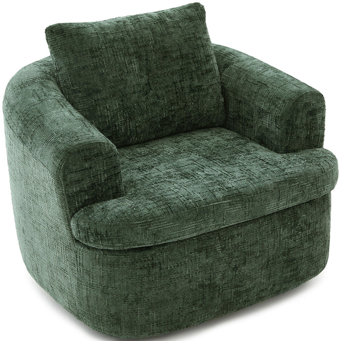 Modern Swivel Barrel Chair With Dual-Layer Cushion