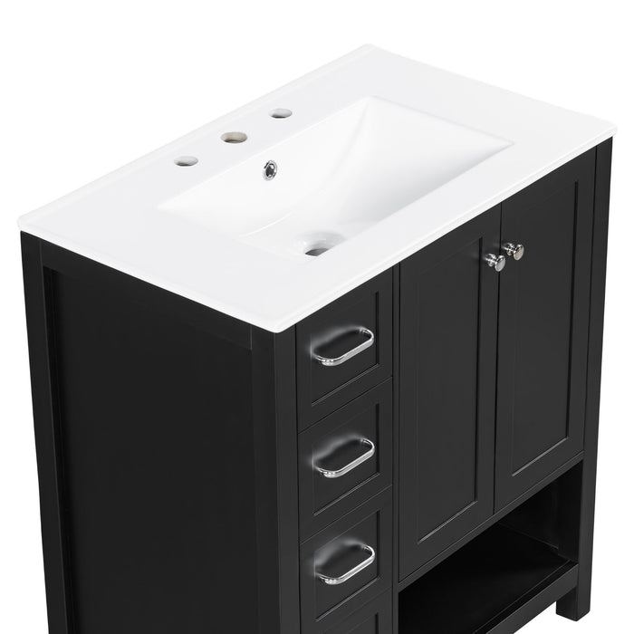 Bathroom Vanity With Sink Top, Bathroom Vanity Cabinet With 2 Doors And 2 Drawers, Open Shelf