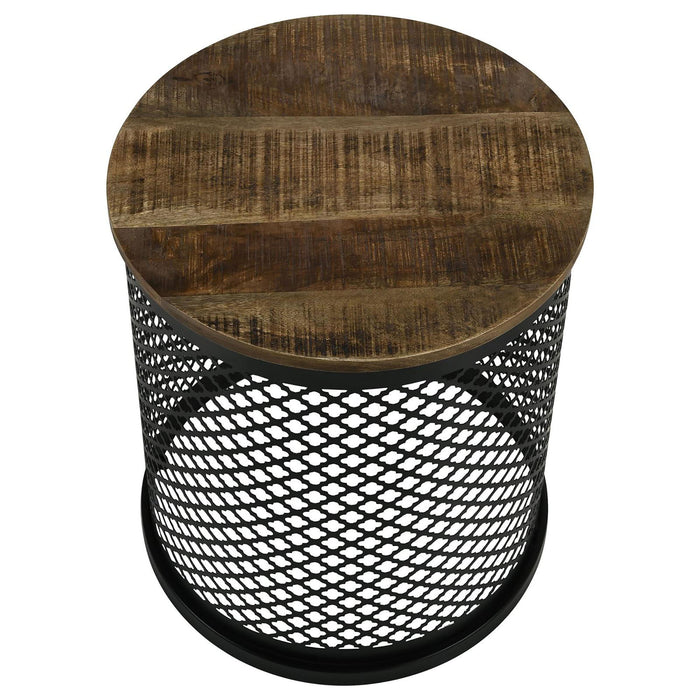 Drum Base Accent Table - Brown