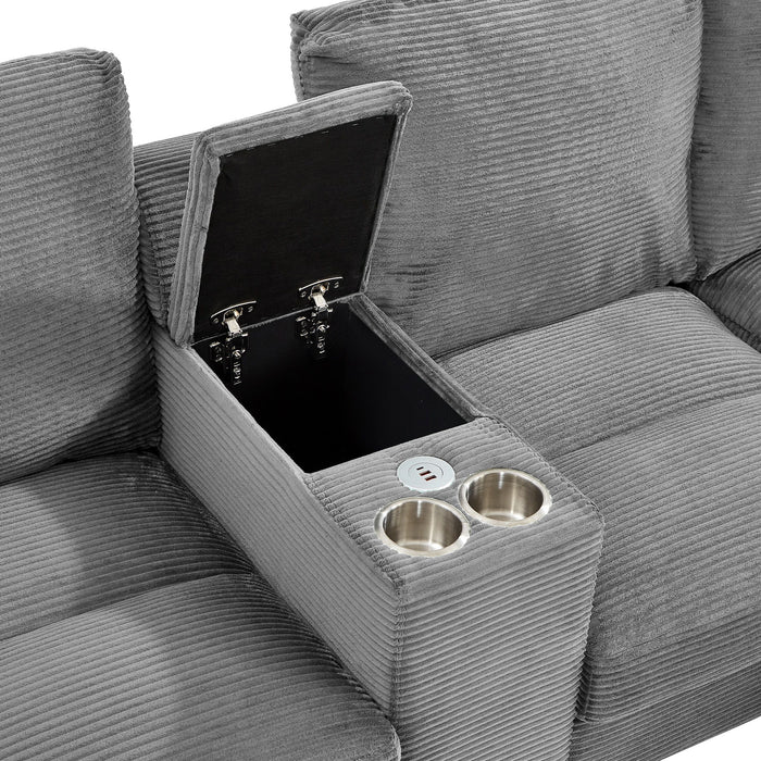 Modern U - Shaped Sectional Sofa With Storage Ottomans, USB Ports, And Cup Holders