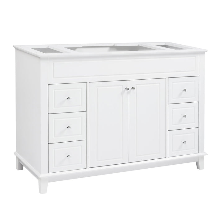 Bathroom Vanity Cabinet Only, 6 Soft Close Drawers & Double Doors - White