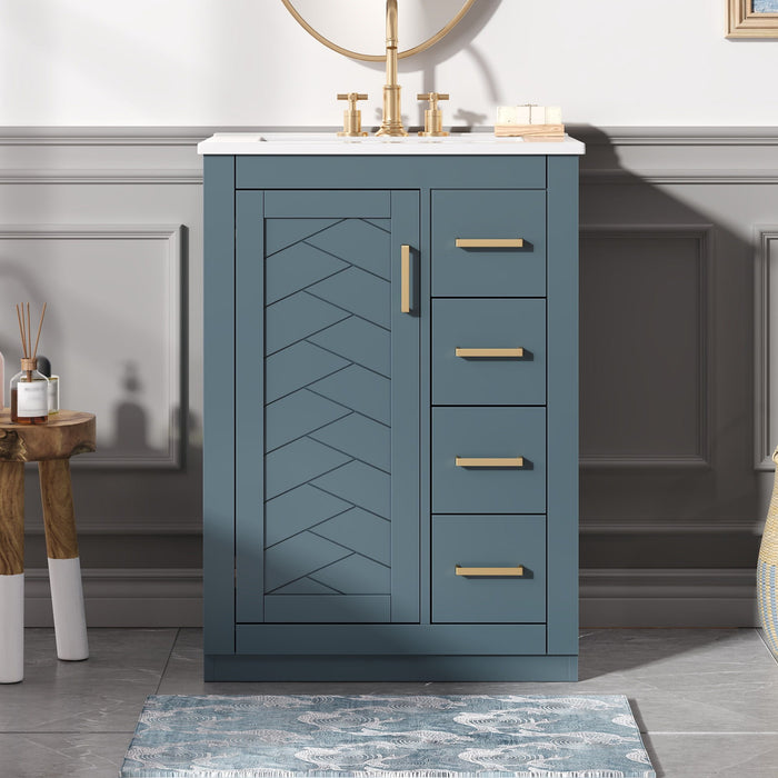 Modern Bathroom Vanity With 1 Door And 3 Drawers