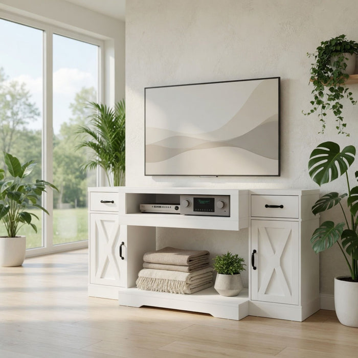 TV Stand With Adjustable Shelves & Double Doors
