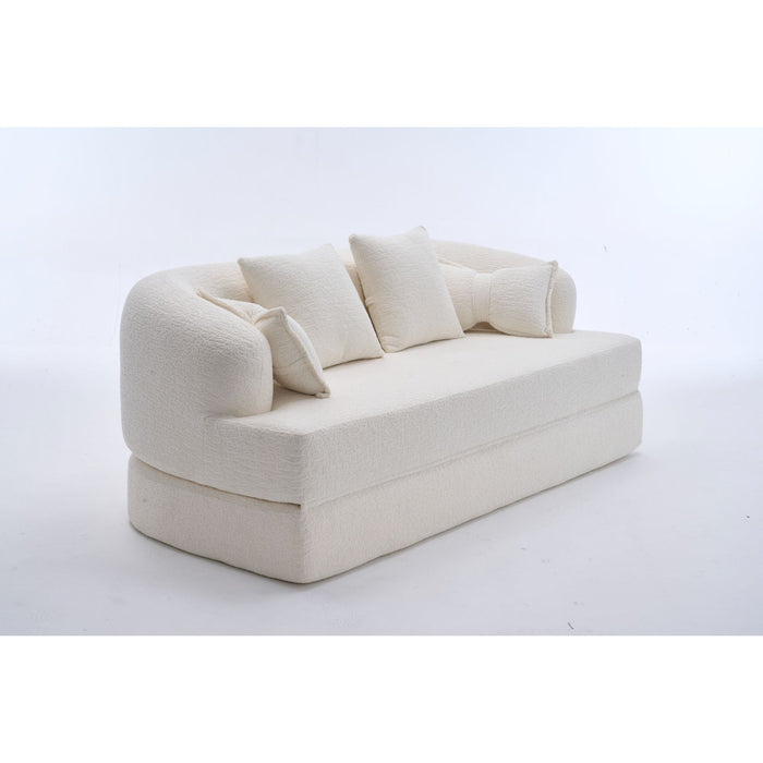 Foldable Sofa Bed, Boneless Couch Convertible Sleeper With 4 Pillows