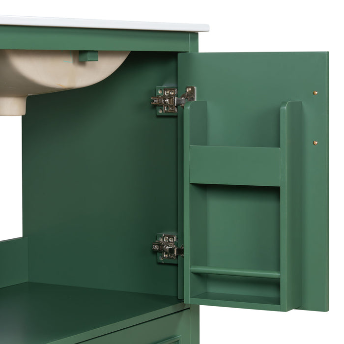 Bathroom Vanity With Sink, 1 Divided Drawer And 2 Soft Close Doors With Double Shelf