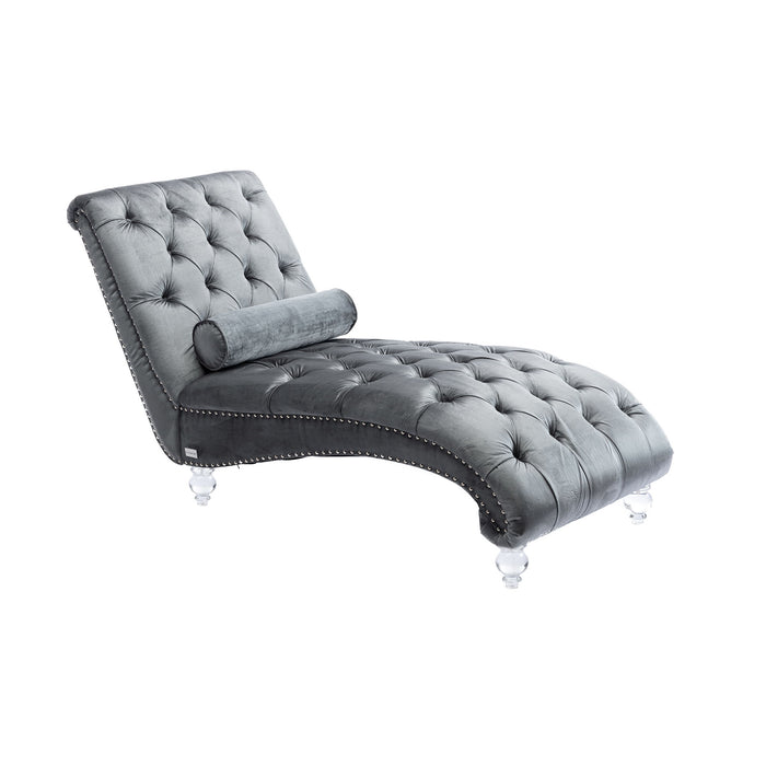 Velvet Chaise Lounge Indoor, Button Tufted Upholstered Chaise Lounge Chair With Pillow