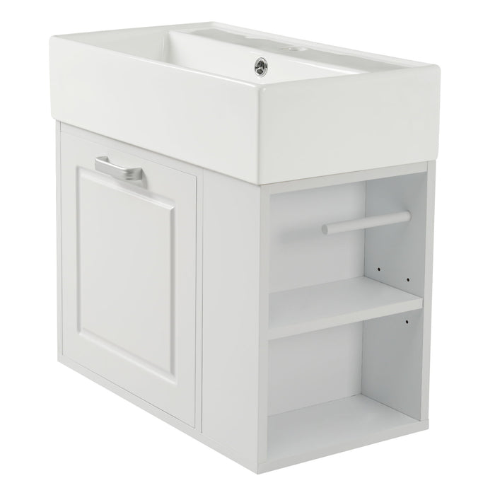 Modern Wall Mounted Bathroom Vanity With Sink, Soft Close Drawer, Adjustable Shelf, Toilet Paper Holder