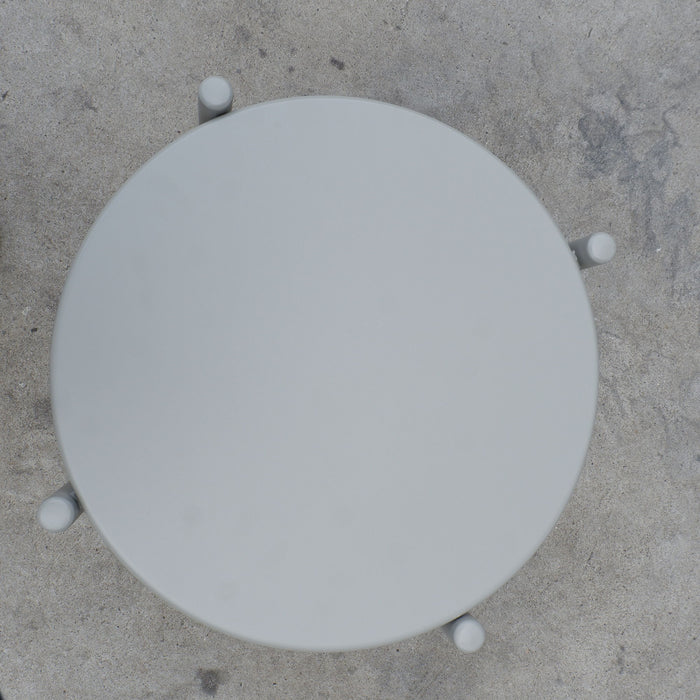 Round Outdoor Coffee Table With Shelf For Garden - Gray