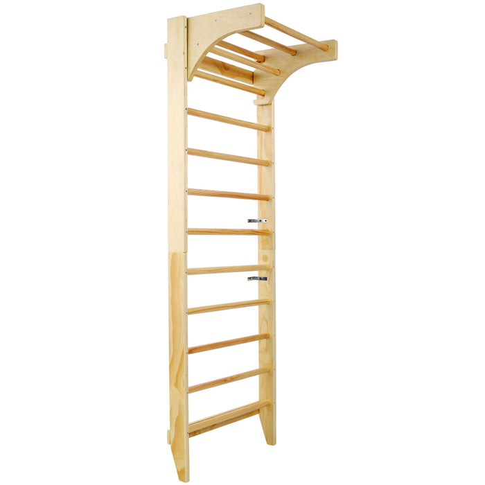 Swedish Ladder, Stall Bars Set For Physical Therapy & Gymnastics - Natural