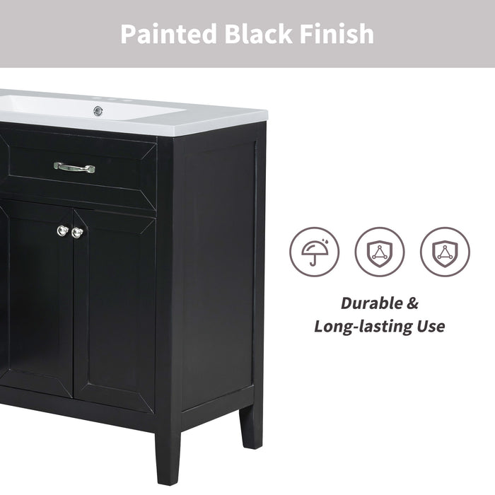 Modern Bathroom Vanity With Sink, Freestanding Design With Drawers And Doors