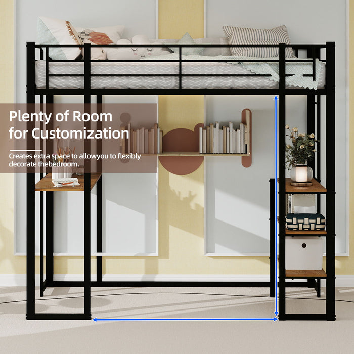 Bunk Bed With L-Shaped Desk And Dual Side Stairs