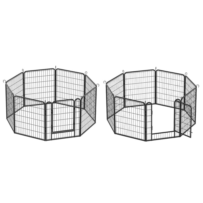108.27" 16 Panels Heavy Duty Metal Playpen With Door, Dog Fence Pet Exercise Pen For Outdoor - Black