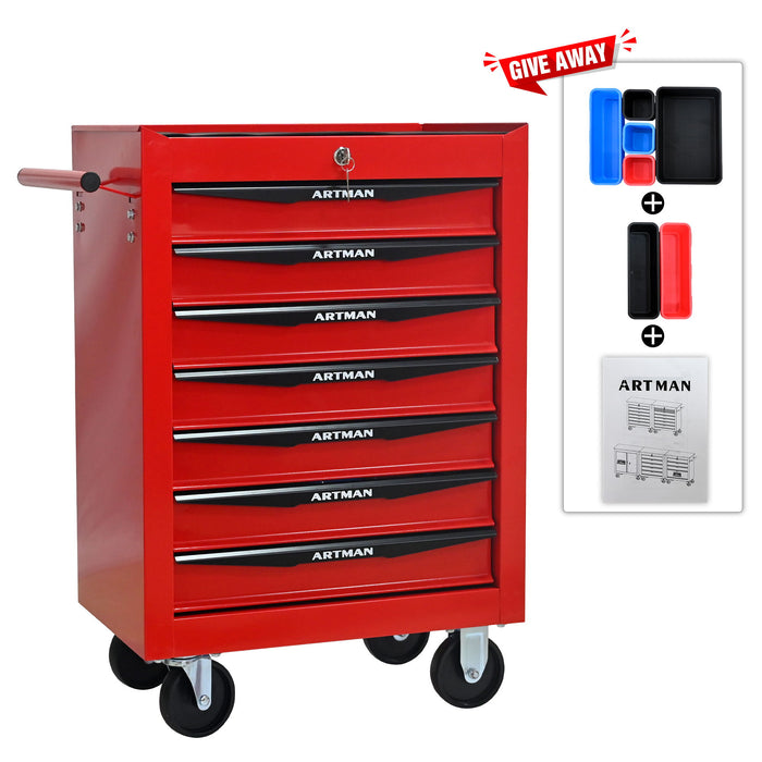 Rolling Metal Tool Chest With Drawers, Steel Storage Cabinet With Ball Bearing Slides