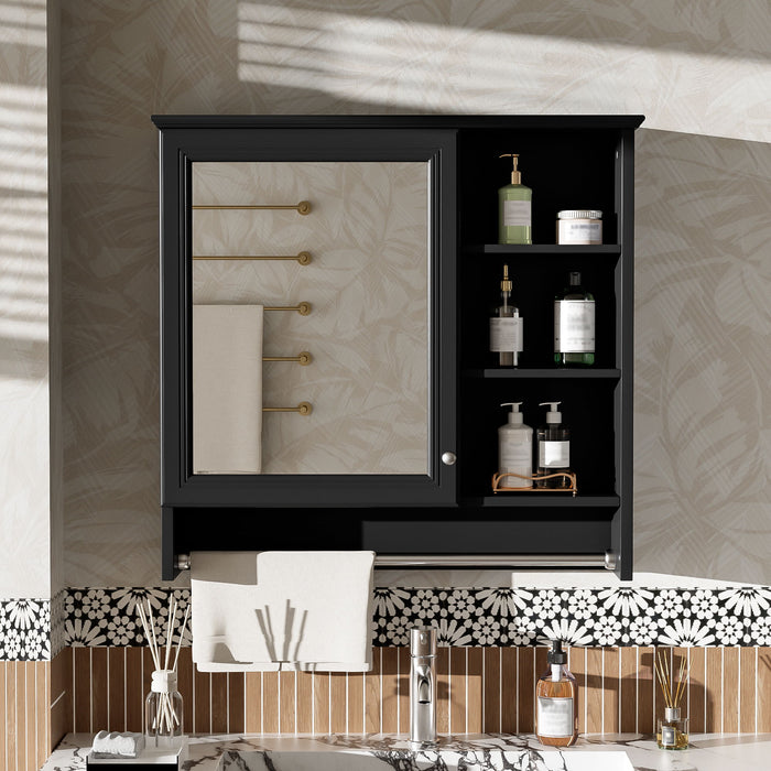 Wall Mount 2 In 1 Mirror Cabinet With Adjustable Shelf, Soft-Closing Hinges